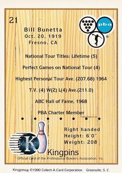 1990 Collect-A-Card Kingpins #21 Bill Bunetta Back